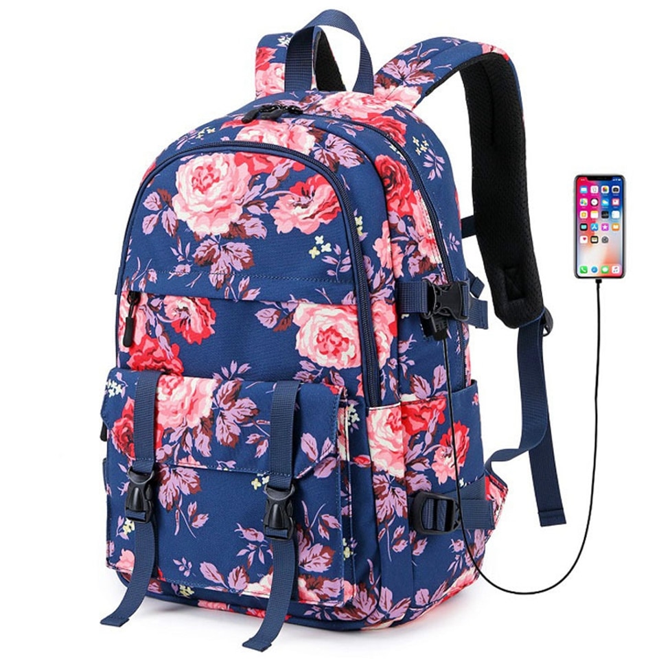 Bloemen laptop rugzak boekentas voor tieners college dagrugzak reistas waterafstotende middelbare schooltas rugzak voor meisjes vrouwen