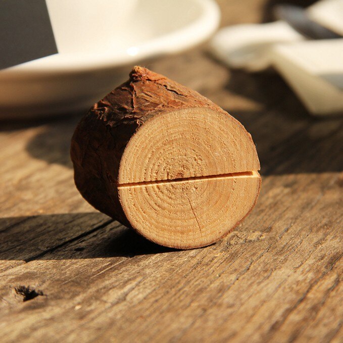 1pcs ecology simple stump wooden memo clip message block literary art card photo message folder