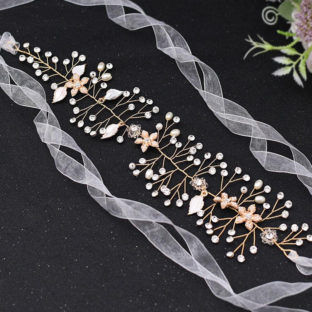 ZMHP236 de enredadera para el cabello de la boda joyería de pelo de la flor de diadema de hojas de pelo de las mujeres de la tocado Hairwear: G-ivory organza