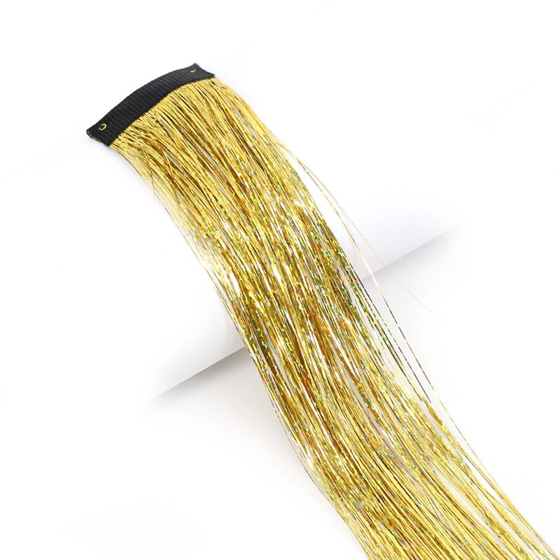 16 colors Glitter Hair Extensions Sparkle Hair Tinsel with Clip Highlights False Hair Strands 1pc Clip In Bling Hair: 3