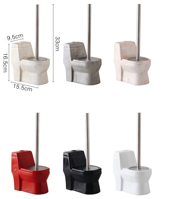 Toiletform keramisk toiletbørste og holder sæt rengøringsværktøj keramik tilbehør til badeværelsesindretning rustfrit stålhåndtag