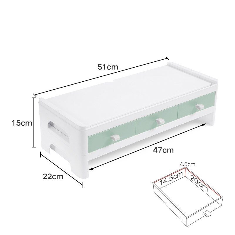 Multifunction Monitor Stand Table Desktop Computer Screen Riser Lockers Desk Organizer Stationery Books Storage Office Supplies: Double green