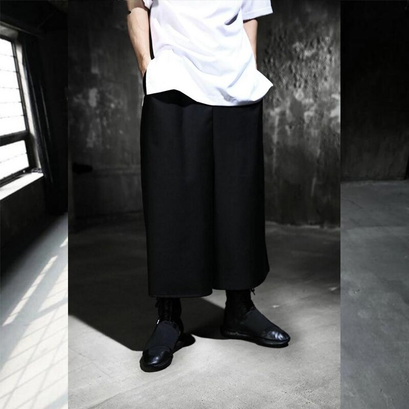 Pantalon large fendu sur le côté pour homme, style décontracté, tendance, style coréen, grande taille, ample, à neuf points, style harem: Xl
