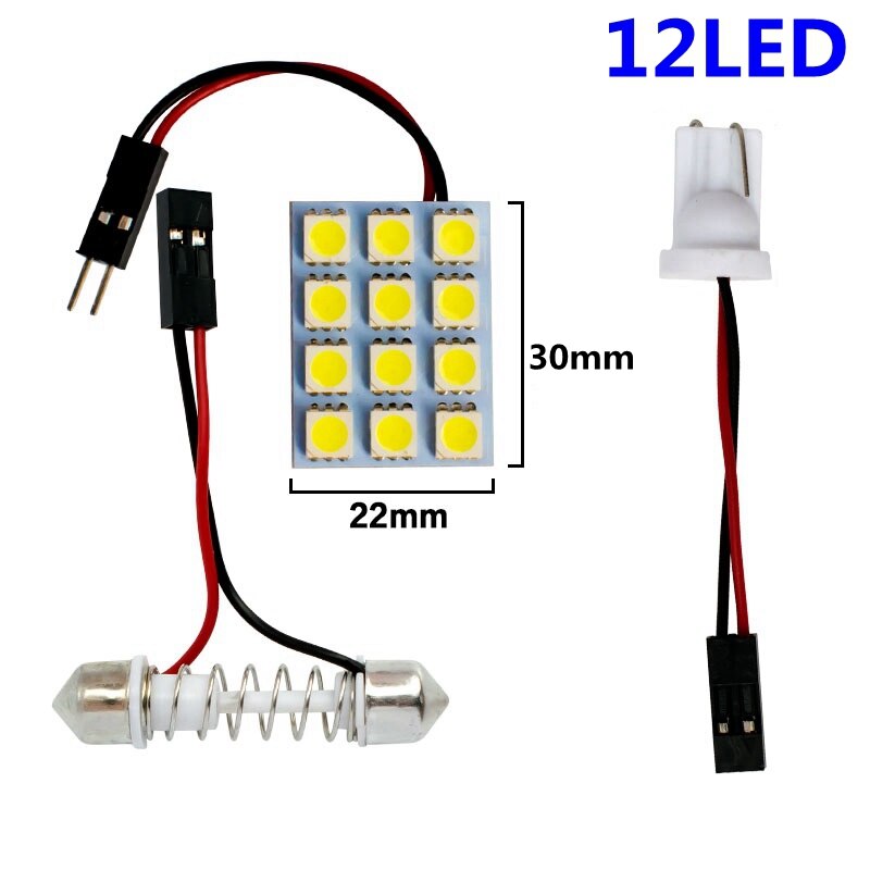 12 15 24 smd 5050 led auto panel lys læse kuppel pære bil interiør tag kortlampe med  t10 w5w c5w c10w festoon 2 adapter base