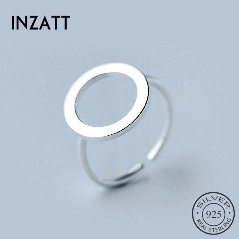 INZATT Echt 925 Sterling Silber Geometrische Runde Ring Für Charme Frauen Schmuck Geburtstag Party Geometrische Zubehör