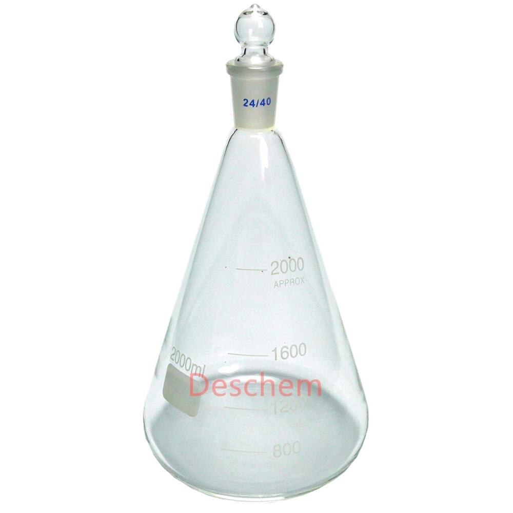 Deschem Glass Erlenmeyer Flask,Lab Conical Bottle with 24/40 Ground Joint Stopper