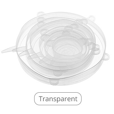 6 Pcs Silicone Cover Lids Reusable Fresh Keeping Silicone Stretch Lids Caps For Food Pot Dish Kitchen Accessories: 6 pcs  white