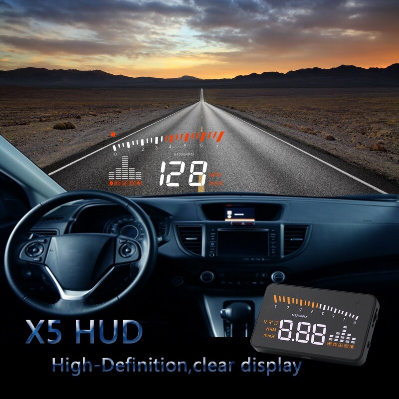 LEEPEE Digital car speedometer Speeding Warning System GPS speedometer OBD2 II Interface Universal X5 3" Car hud head up display