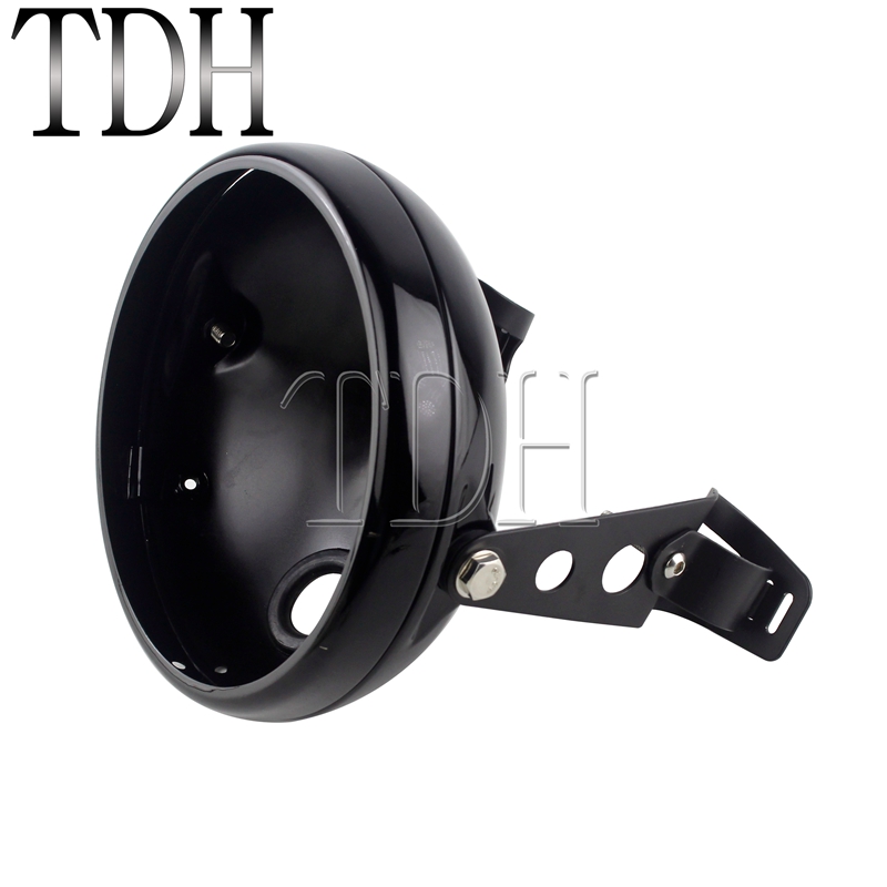 7 Inch Motorfiets Koplamp Cover Zwart Voor Harley Custom Led Koplamp Behuizing Beugel Universele Emmer Shell Vuurtoren