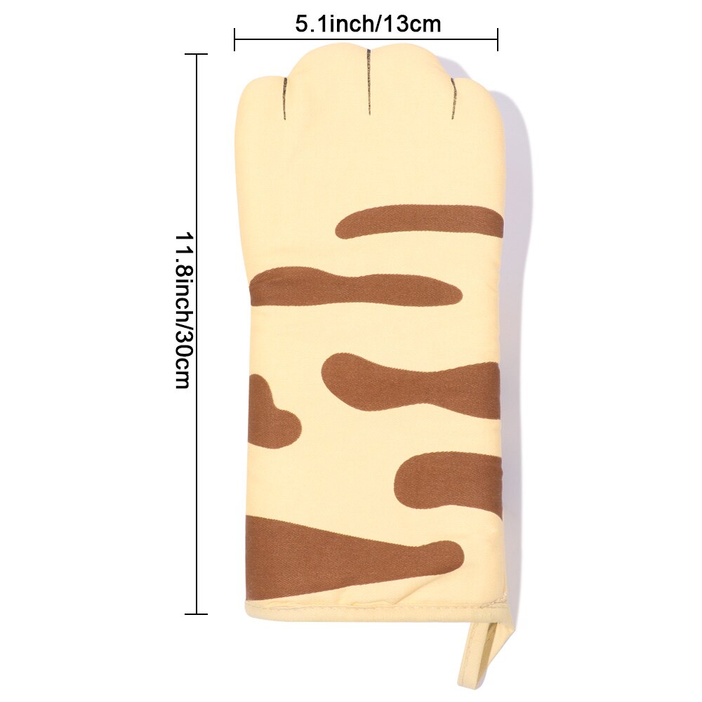3D Cartoon Animal Cat Paws Oven Mitts Long Cotton Baking Insulation Gloves Microwave Heat Resistant Non-Slip Home Kitchen Gloves