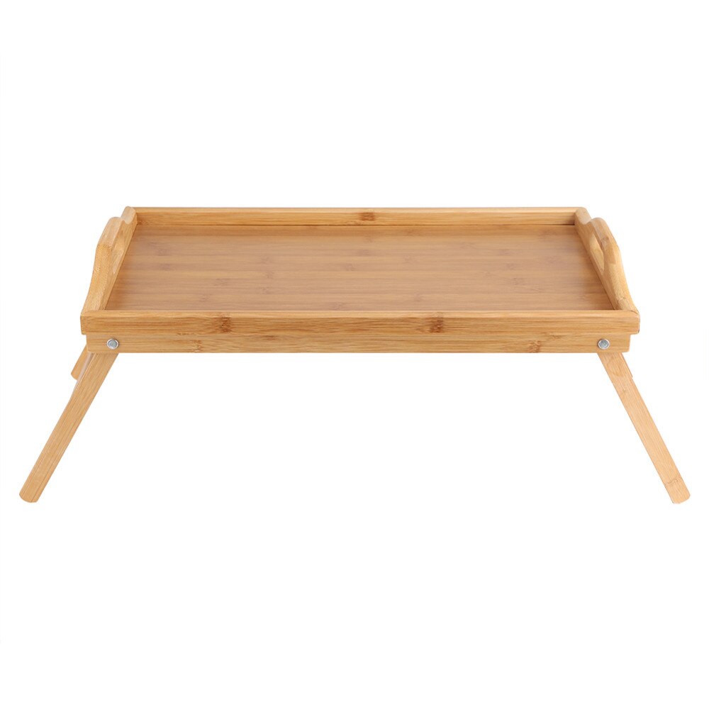Foldbar bambus træ seng bakke morgenmad på sengen laptop skrivebord enkelt spisebord til sovesofa bord picnic med håndtag