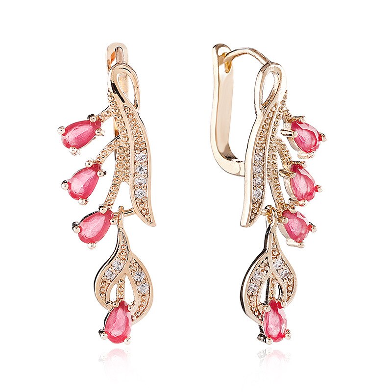 Kreatywna i prosta cyrkonia kolczyki, miedź inkrustowane pawi ogon, małe kolczyki, ładny kolor kolczyki, akcesoria fabryczne źródła