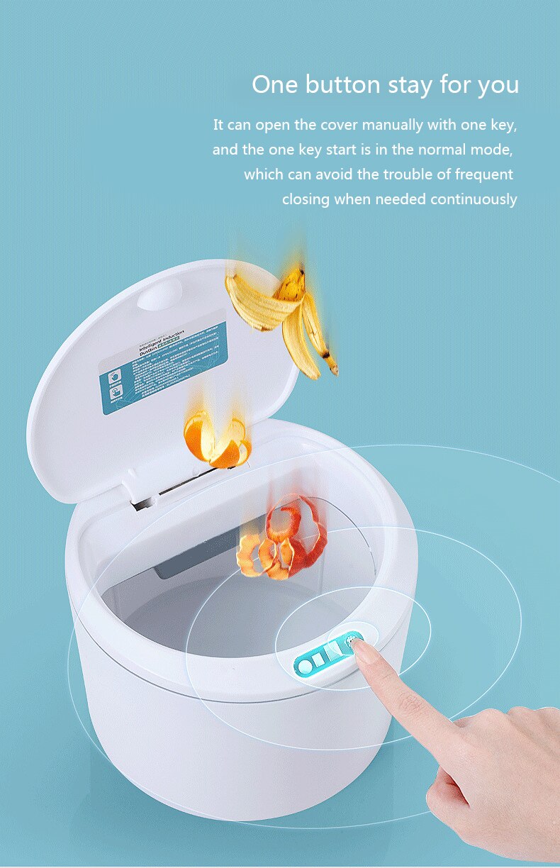 Smart Induction Trash Can Solid Color Desktop Snack Stationery Waste Bin Office Kitchen Bedroom home car
