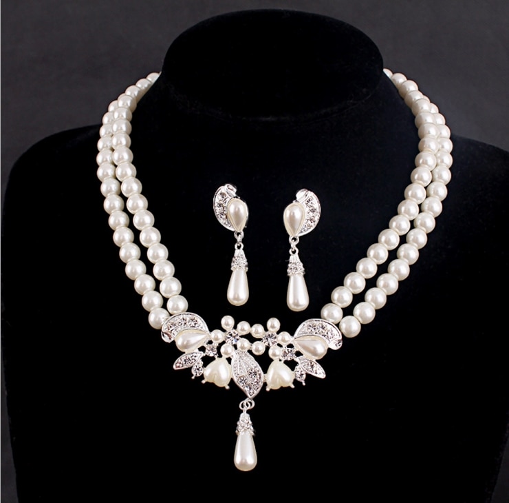 Parel Kettingen Earring Bridal Hanger Prachtige Party Show Pageant Ketting Voor Bruiloft EE9003