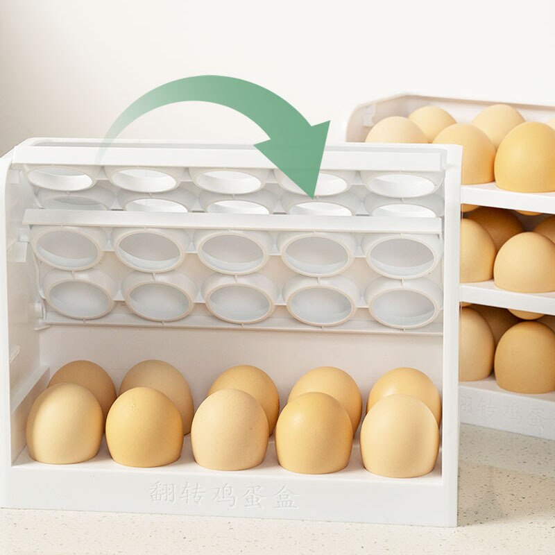 Egg Storage Box Three Layers Flip Refrigerator Egg Storage Holder Organizer Home Kitchen Egg Food Storage Container