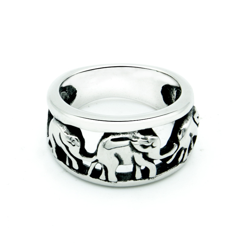 Mooie Anti Allergie Olifant Ring Rvs Goud Zilver Kleur Cute Animal Vrouwen Ringen Unieke Charme Sieraden: 13 / green