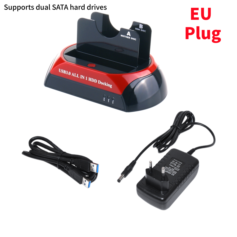Stacja dokująca podwójny-Zatoka USB 3.0 SATA na dyski twardy - dla dysków HDD/SSD o rozmiarze 2,5 i 3,5 cala z szybkim transferem danych: czarny