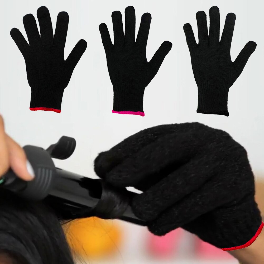 1 Pcs Heat Resistant Glove Hair Styling Tool For Curling Straight Flat Iron Black heat glove for curling iron