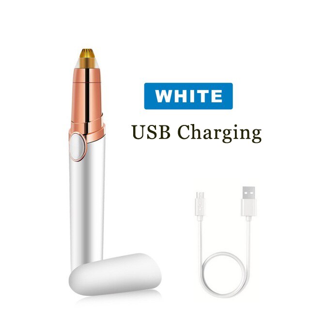 Mini tondeuse à sourcils électrique portable, rasoir pour les lèvres, le visage, les poils, stylo épilateur, rasoir à sourcils, rechargeable par usb: Charge blanche