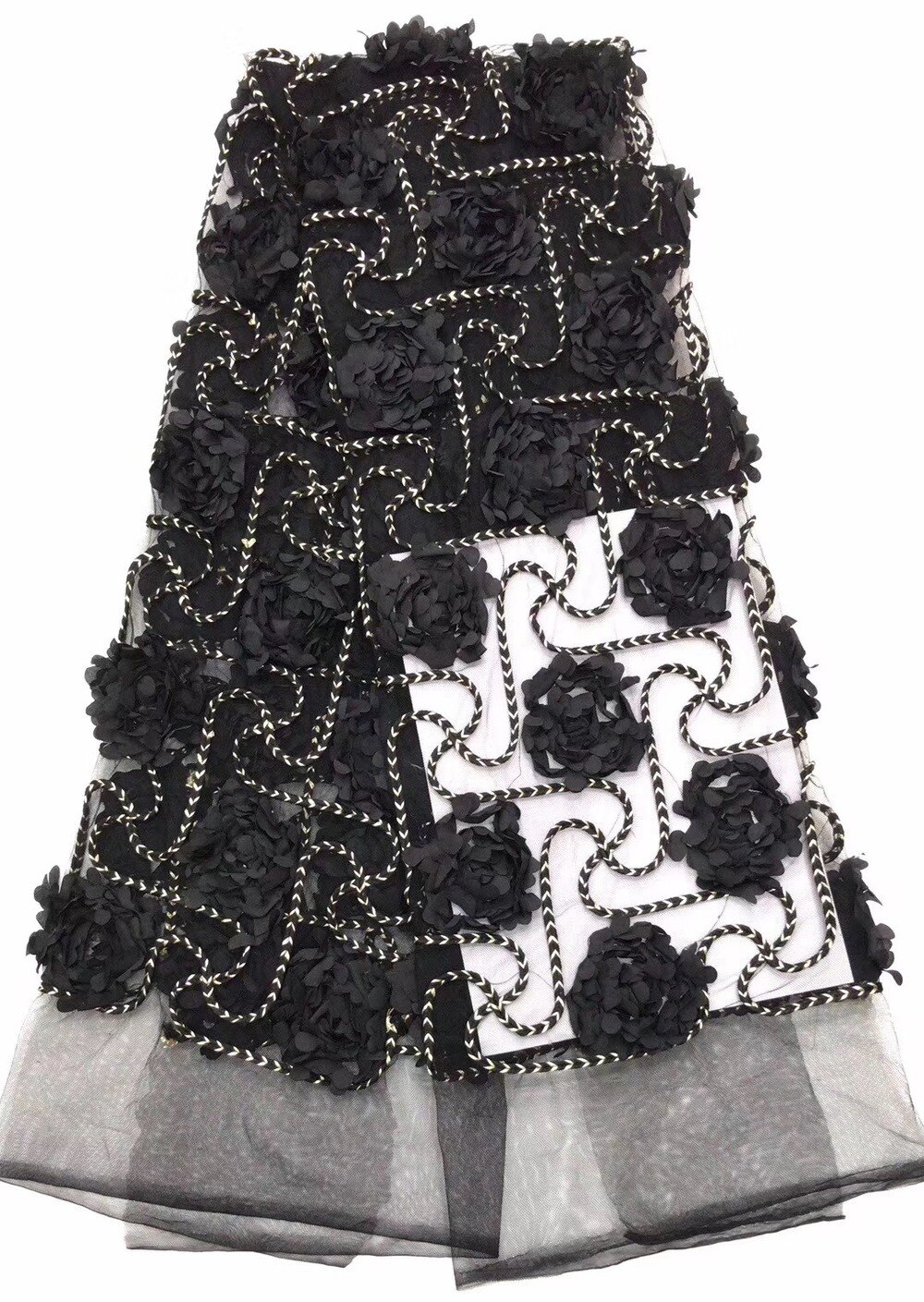 Kvinder kjole blonde stof 3d blomster blonde stof broderi mesh brudekjole beklædning tyl med blomst
