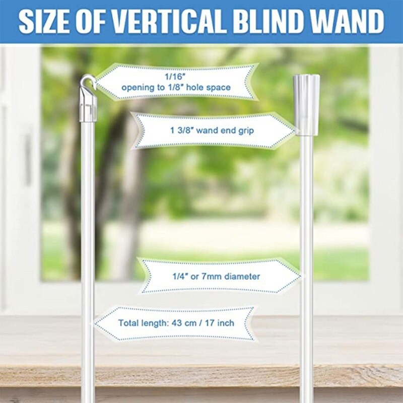 95AA Venetian Blinds Pulling Rod with Replacement Rod Heads Set Accessory for Transparent Curtain Vertical Wand Supplies Kit