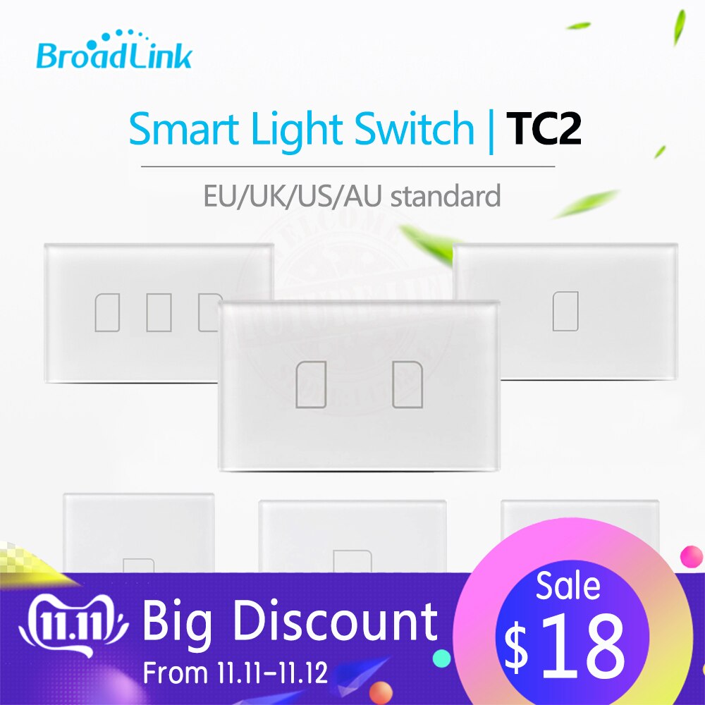 Broadlink TC2 1Gang/2Gang/3Gang UK/EU/US Touch RF433 Switch Smart Home Automation Wireless Wifi Remotel Control Wall Light