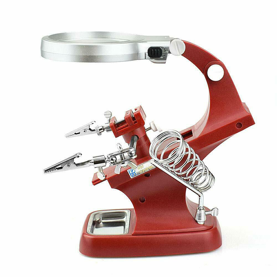 1 Set Magnifier LED Soldering Helping Station Adjustable Soldering Iron Holder Clamp Welding Accessory Equipment