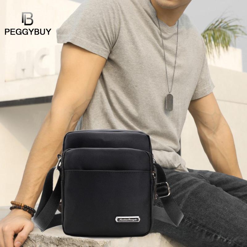 Heren Tas Nylon Schoudertas Kleine Waterdichte Diagonaal Tas Effen Kleur Schouder Messenger Packs Business Mannen Nylon Crossbody Tas