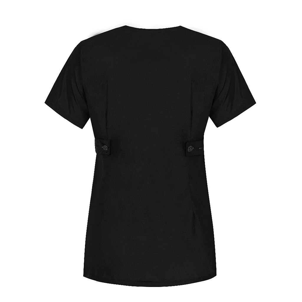 Women Short Sleeve V-neck Nursing Uniform Soft T-shirt Tops with Pocket uniformes clinicos mujer костюм медицинский