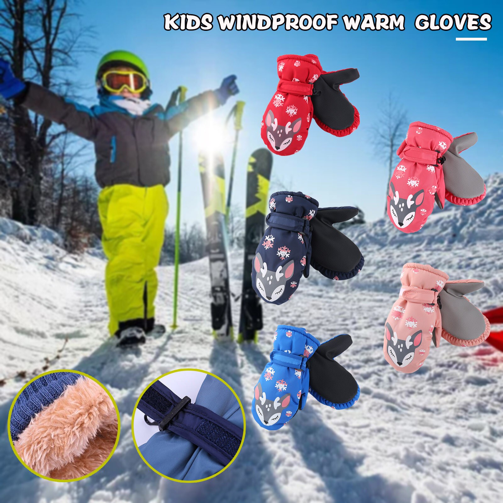 Kinderen Handschoenen Winter Warm Outdoor Kids Sneeuw Schaatsen Snowboarden Winddicht Warme Ski Handschoenen Guantes