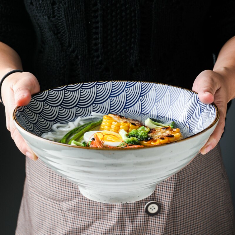 Japanse 8 Inch Creatieve Servies Commerciële Bamboe Hoed Keramische Kom, Huishoudelijke Grote Ramen, Rijst, Noedels, soepkom