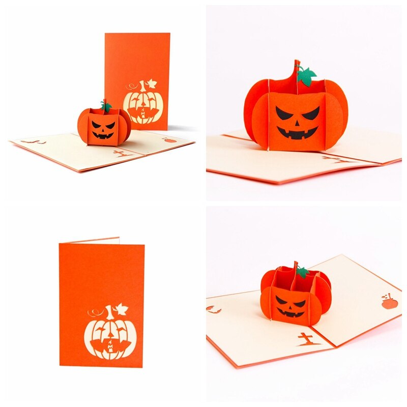 Halloween 3D Popup Angry Pompoen Wenskaart Creatieve Uitnodigingen Kaart Envelop Inbegrepen voor Halloween Festival Pro