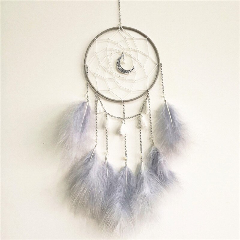 1 Pc Dream Catcher Led Handgemaakte Veren Nachtlampje Opknoping Thuis Kamer Decoratie Baby Muur Decor Voor Baby Bed Bumper decoratie: gray