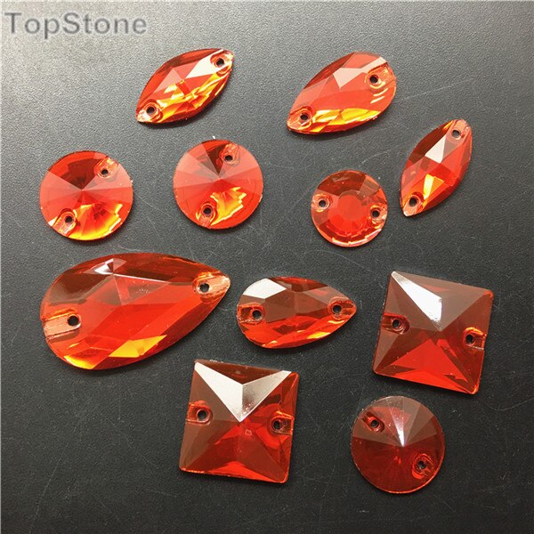 TopStone Lt Siam Rode Kleur Mix Maten Vormen Hars Naai Plaksteen Acryl Gems Strass Kristal en Stenen Voor jurk: mix sizeshape 100pcs