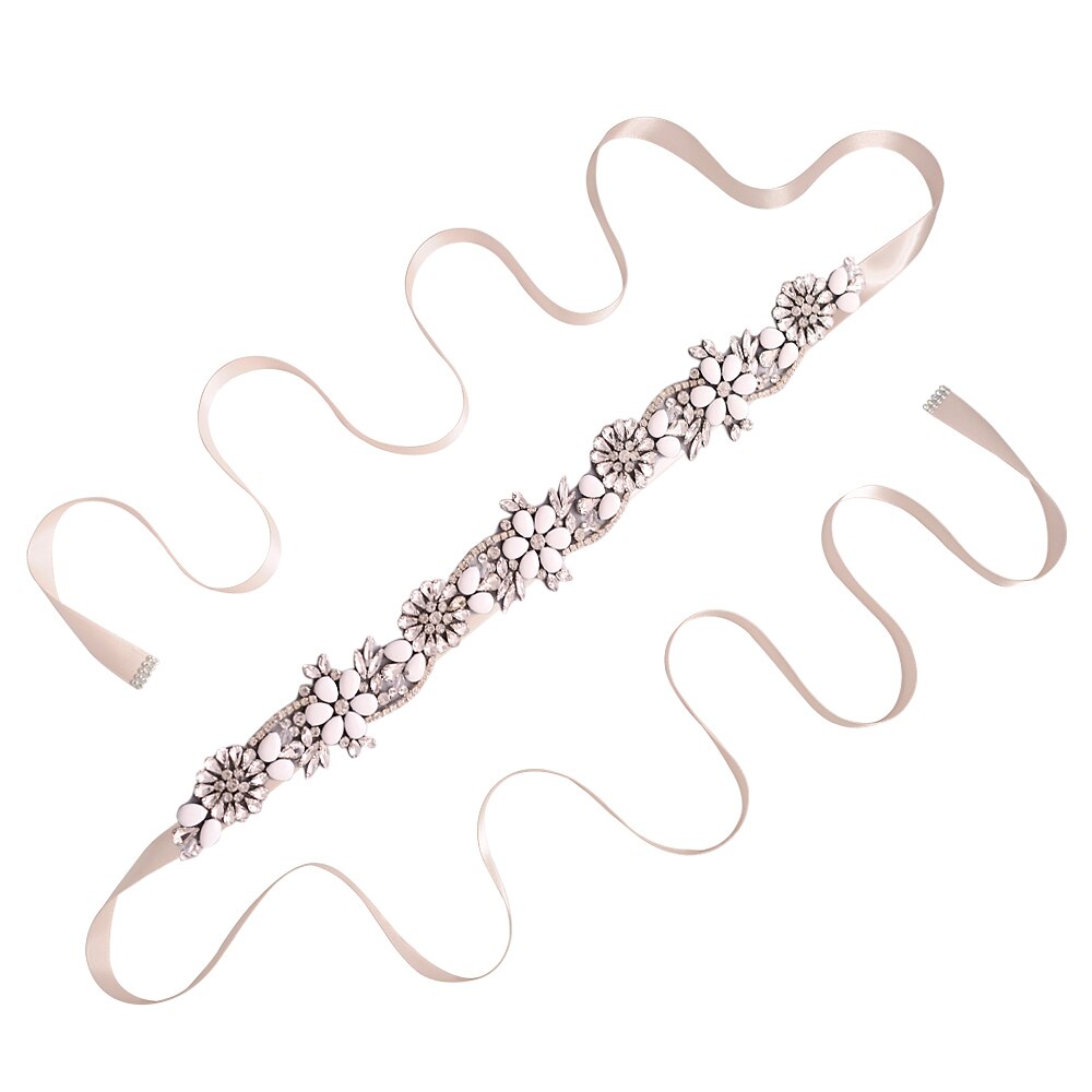 TRiXY S431 Elegante Silber Strass Gürtel Hochzeit Gürtel Schärpe Braut Gürtel für Frauen Brautjungfer Gürtel Juwel Gürtel für Braut Bund: Baby Rosa