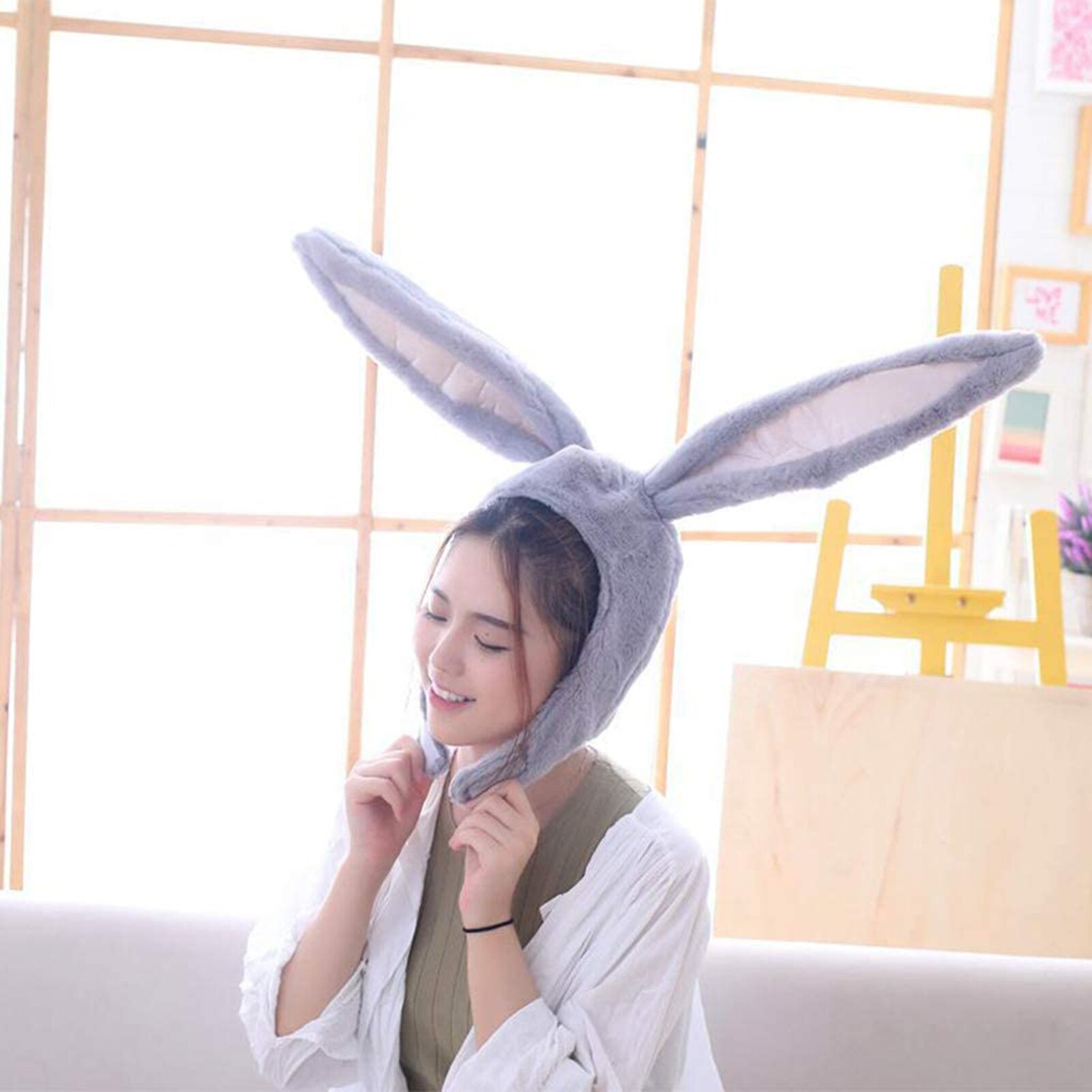 Cute Girls Hat Plush Rabbit Bunny Ears Hat Earflap Cap Head Warmer Photo Supplies Hat with earflaps bunny hat Headgear Hats