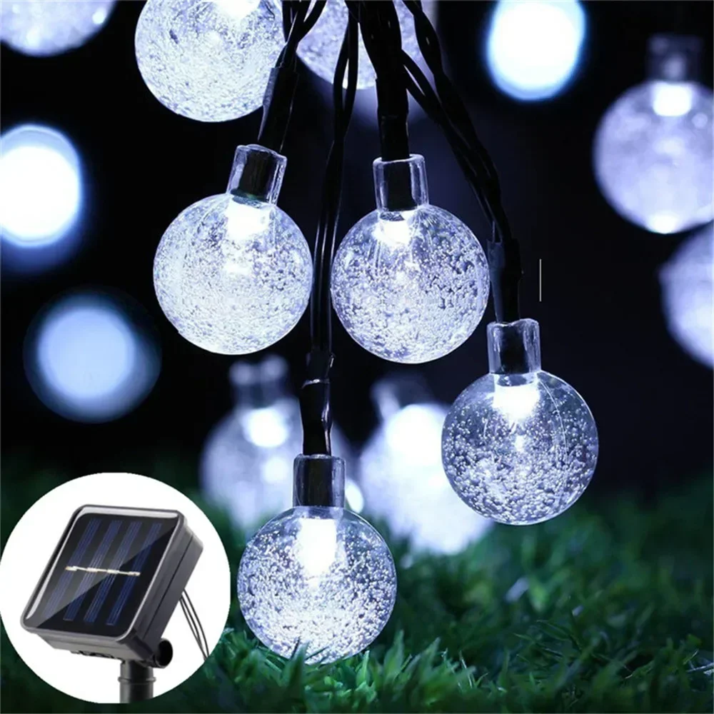 Weihnachts-Solar--Lichterkette für Höhle Außenbereich, Kristallkugel-Lichter mit 8 Modi, Terrassenlicht für Garten, Ramadan, Hochzeit, Party-Dekoration: Blau / 6-10W