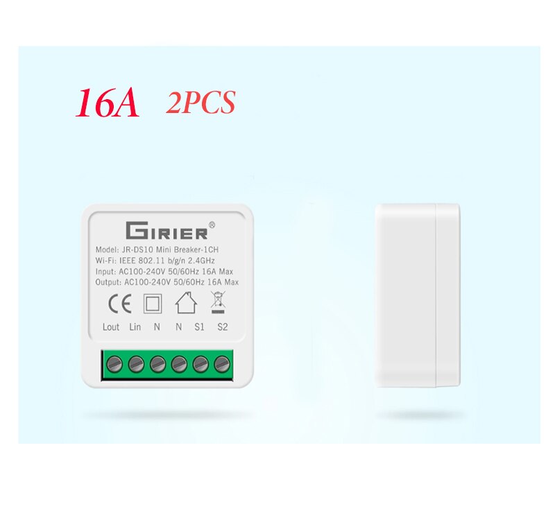 10A/16A Mini Smart Wifi Diy Switch Control, Smart Home Automation Module, Wellt Met Alexa Google Thuis Slimme Leven App: 16A 2pcs