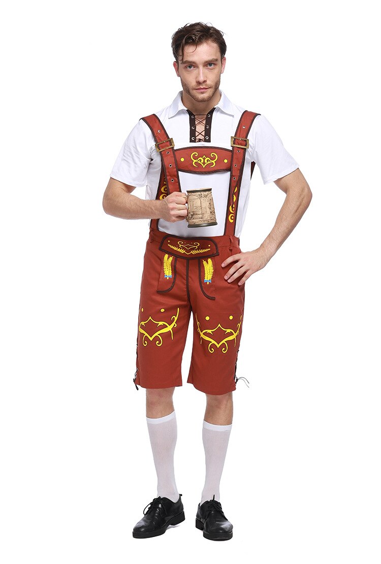 Str m -2xl voksen mann oktoberfest kostyme tysk bayersk øl kostyme bar servitør uniform