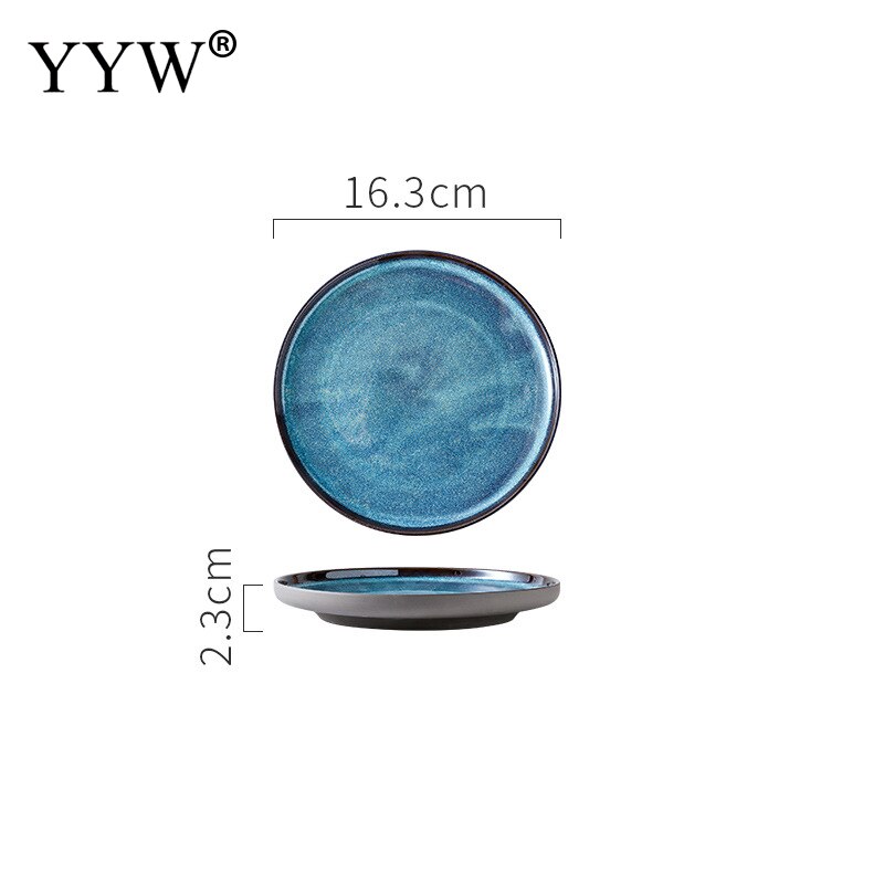 2 unids/lote horno vajilla de cerámica vidriada cambiante Ramen de forma Irregular plato aperitivo de la placa de la cena de porcelana vajilla conjunto: 14