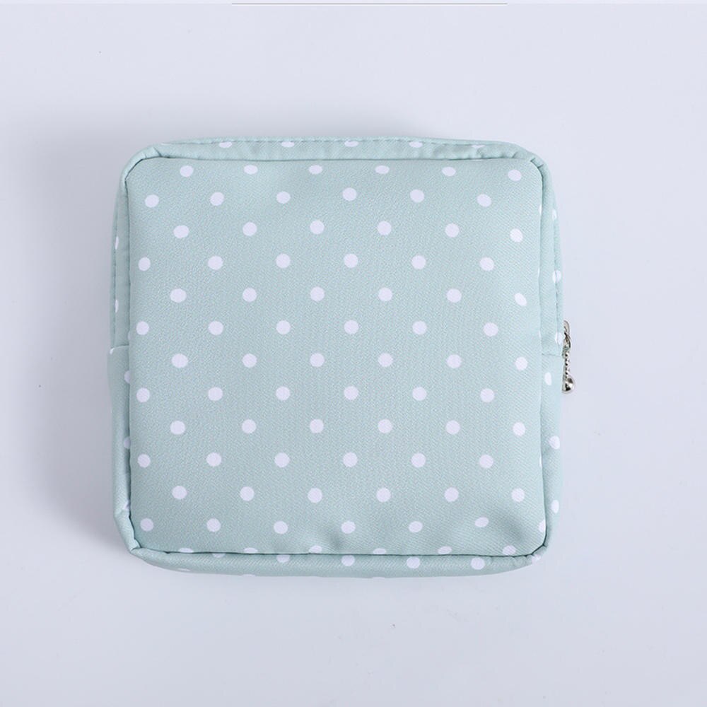 Femmes fille serviette hygiénique pochette serviette serviette sac de rangement crédit porte-carte porte-monnaie cosmétiques casque Case fermeture éclair boîte de voyage: Green dot