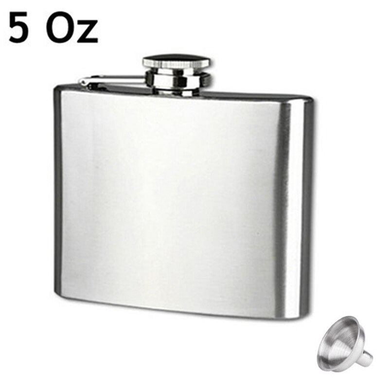 5/8/10Oz Stainless Steel Hip Flask Funnel For Whiskey Wine Liquor Outdoor Pocket Flasks Portable Alcohol Bottle Beer: 5oz