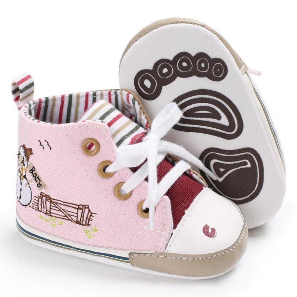 Bobora Pasgeboren Baby Babyschoenen Canvas Schoenen Baby Jongens Meisjes Hoge Top Sneaker Zachte Anti-Slip Zool: P / 0-6 months