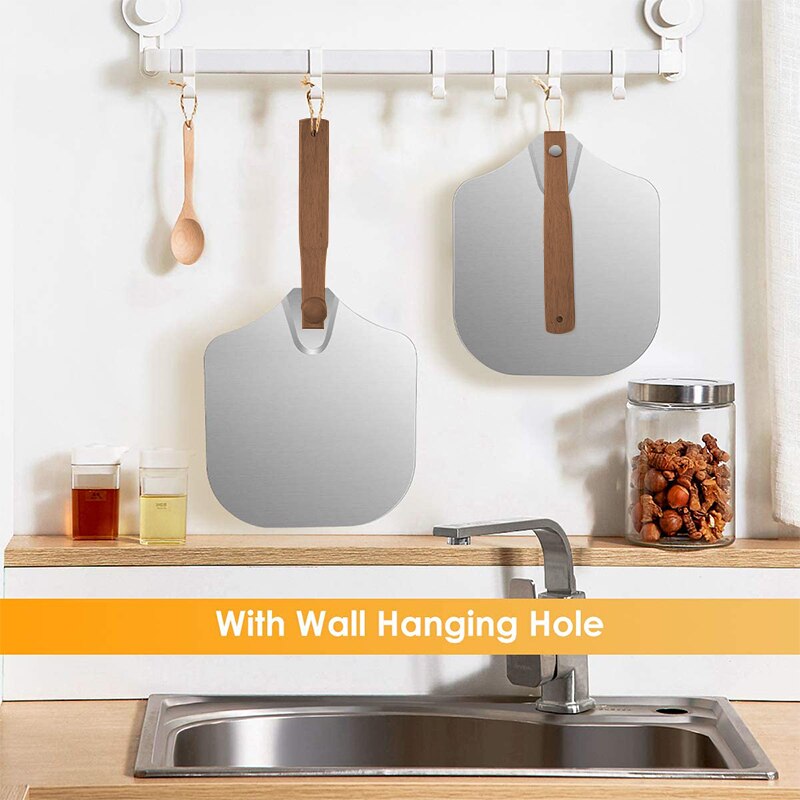 D2-Pala de aluminio plegable para Pizza, pala con mango de madera de 16 y 14 pulgadas, Kit de accesorios para horno de cocina, herramienta portátil para hornear barbacoa