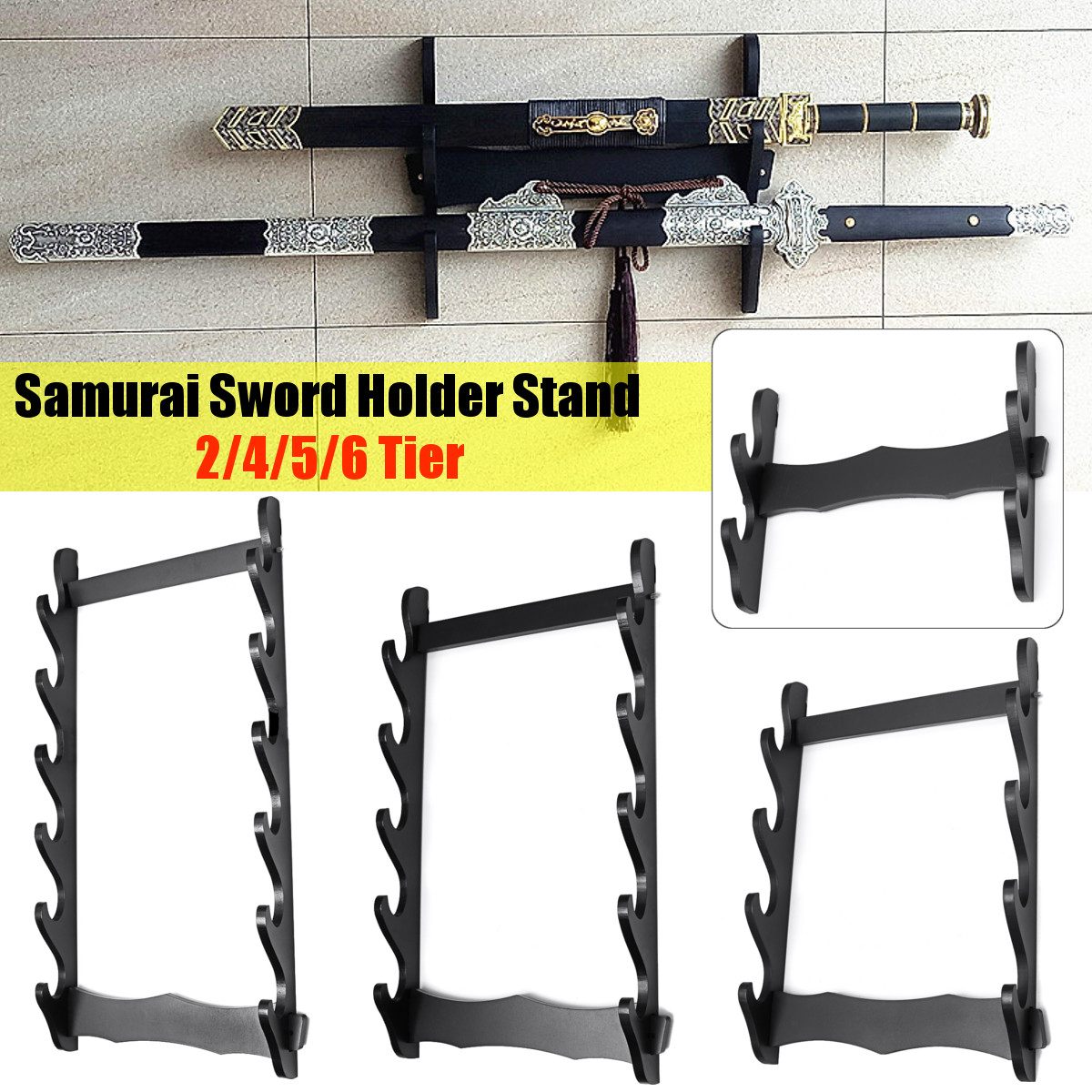 2/4/5/6 niveau mur montage samouraï épée Katana support support affichage Statues support de Sculptures pour la décoration de la maison artisanat