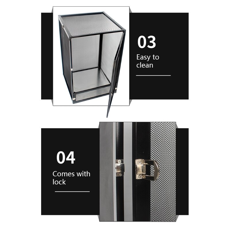 203F Transparante Insect Habitat Kooi Reptiel Fokkerij Doos Aluminium Reptiel Voeden Container Voor Spider Kikker Cricket