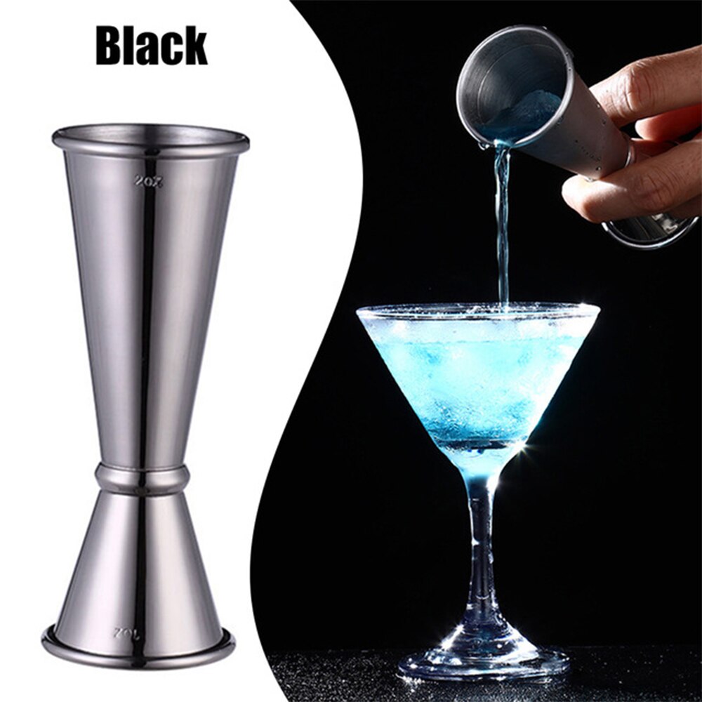 Stainless Steel Wine Measuring Cup Ounce Cup Double Head Cocktail Glass Double Cup Shaker Wine Pours Kitchen Gadgets Barware: black
