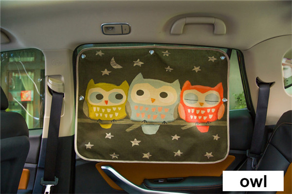 1pc 70*50cm Auto Cartoon Gordijn Cover Zon Blokkeren Auto Gordijn Side Blokkeren sucker Zonnescherm Gordijn voor kinderen: owl