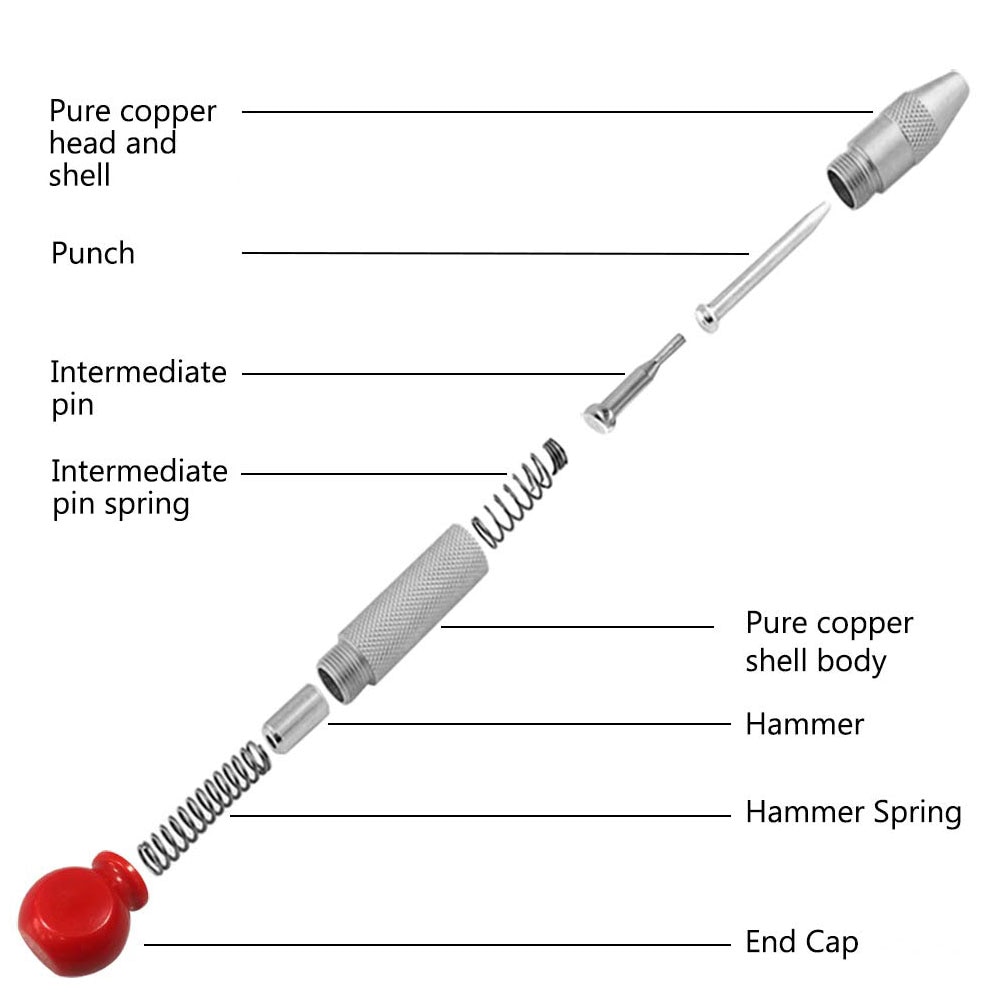 3pcs Automatic Center Pin Punch Spring Loaded Marking Starting Holes Tool Wood Press Dent Marker Woodwork Tool Drill Bit