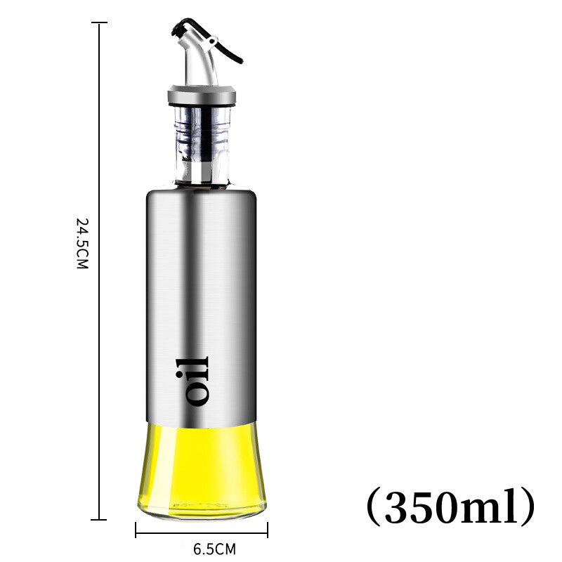 Kitchen Supplies Leakproof Stainless Steel Glass Oiler Spice Jar Soy Sauce Vinegar Cooking Wine Organizer Rack Liquid Container: oil